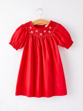 Load image into Gallery viewer, Smocked Girls Bow Embroidered Dress
